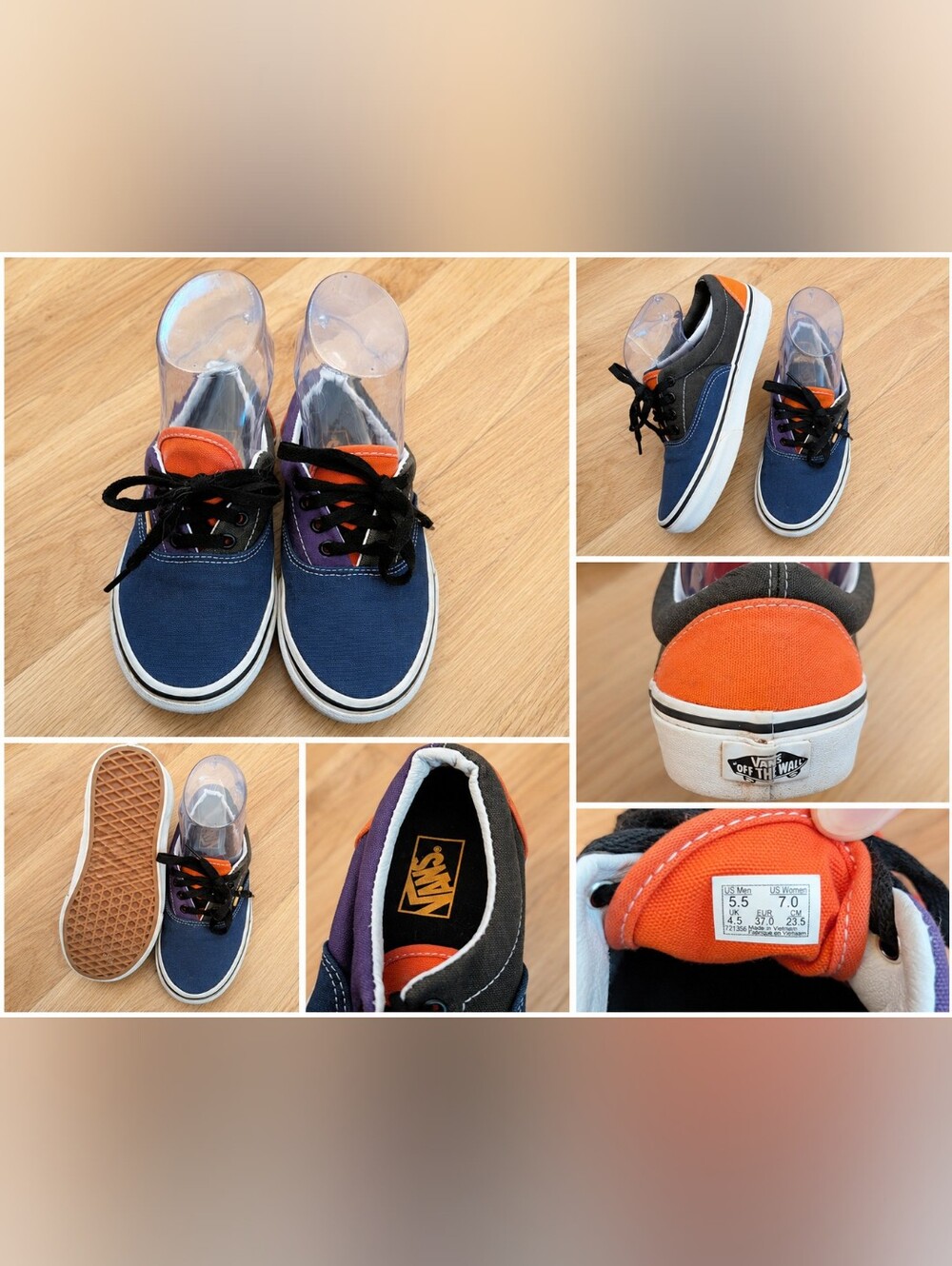 Vans Era Colorblock Skate Shoes Women 7 Men 5.5 Navy Purple Orange Low Top